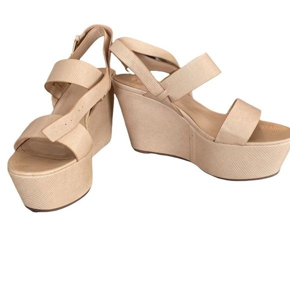 Aldo Shoes - Aldo women’s cream wedge heeled sandals size 10